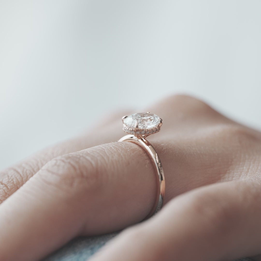 The April Oval Lab Diamond Moissanite Engagement Ring