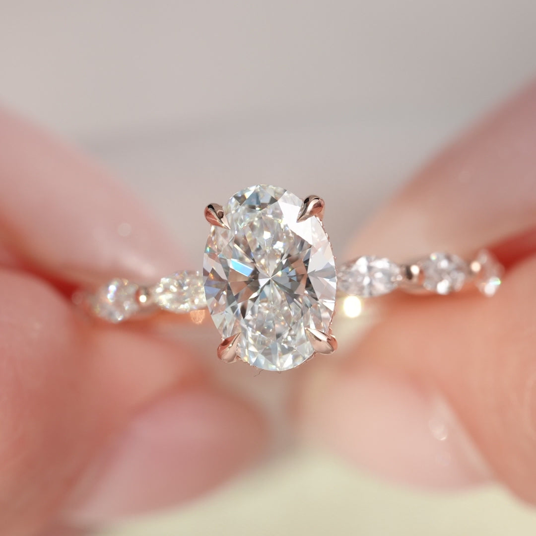 The Linda Oval Lab Diamond Moissanite Engagement Ring