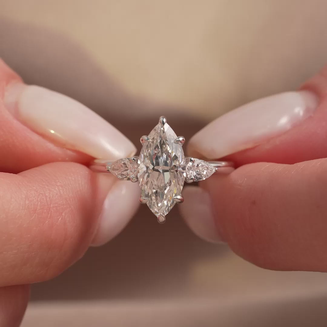 The Lacey Marquise Lab Diamond Moissanite Engagement Ring