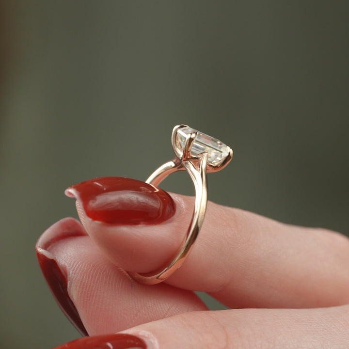 The Lacole Emerald Lab Diamond Moissanite Engagement Ring *Shown with 1.5 ct #material_rose