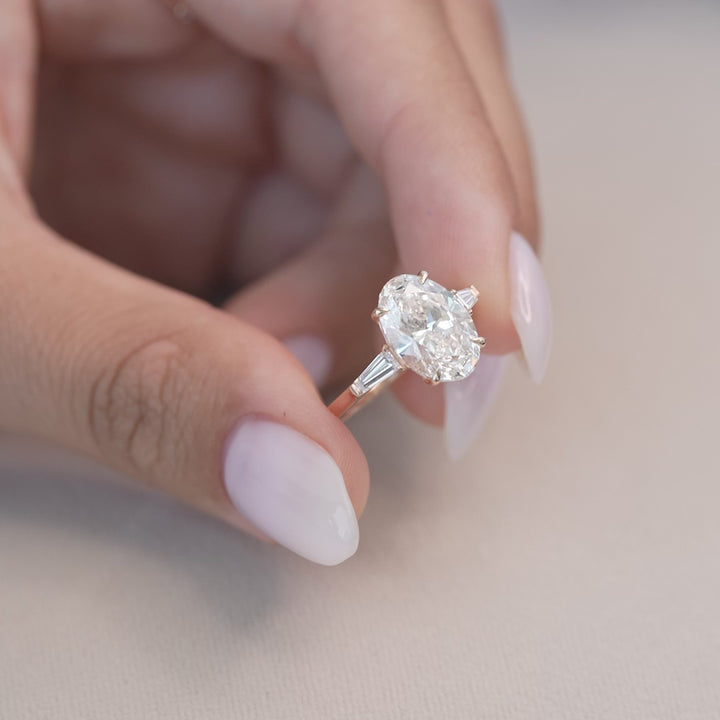 The Leona Oval Lab Diamond Moissanite Engagement Ring *Shown with 3 ct #material_rose