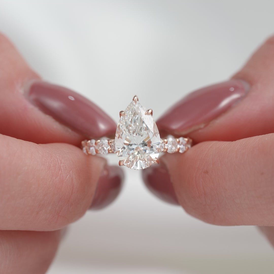 The Amora Pear Lab Diamond Moissanite Engagement Ring