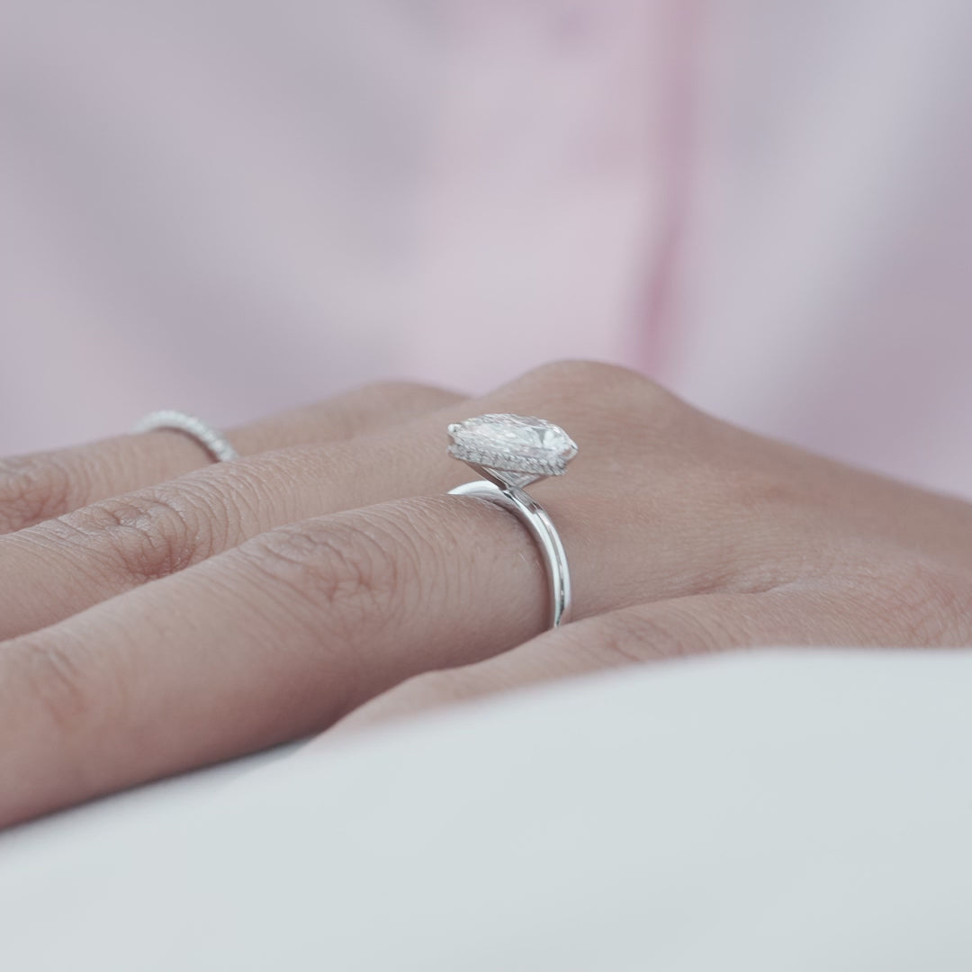 The April Pear Lab Diamond Moissanite Engagement Ring