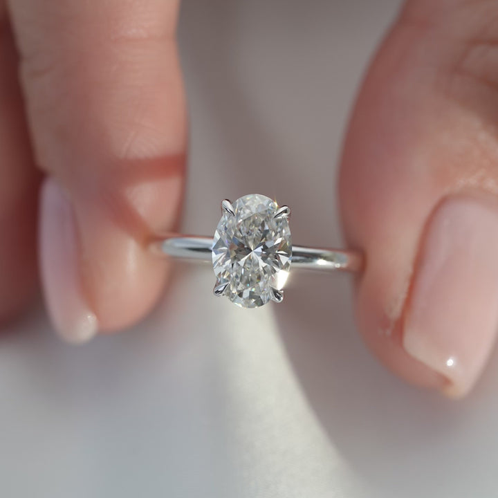 The Abby Oval Lab Diamond Moissanite Engagement Ring *Shown with 1.5 ct #material_white