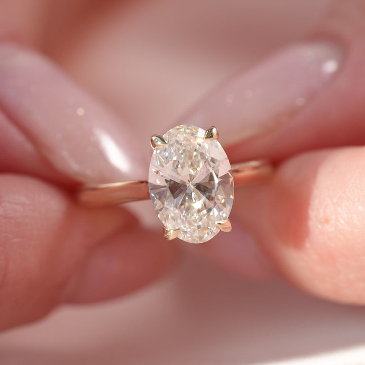 The Natasha Oval Lab Diamond Moissanite Engagement Ring *Shown with 2.5 ct #material_gold
