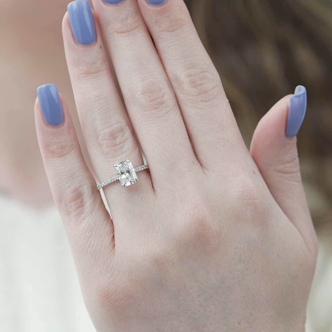 The Pave Natasha Radiant Lab Diamond Moissanite Engagement Ring