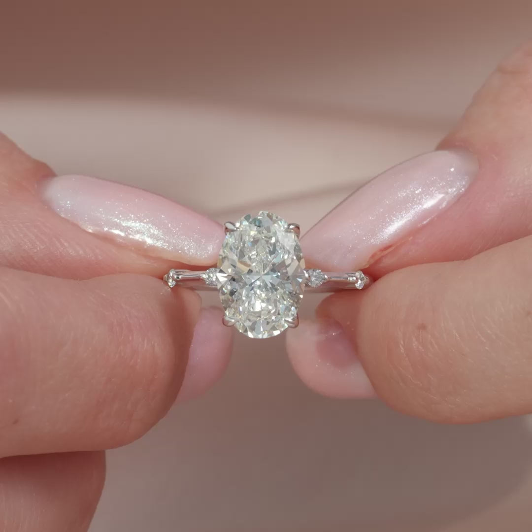 The Morgan Oval Lab Diamond Moissanite Engagement Ring