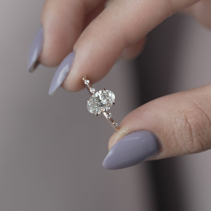 The Morgan Oval Lab Diamond Moissanite Engagement Ring *Shown with 1.5 ct #material_rose
