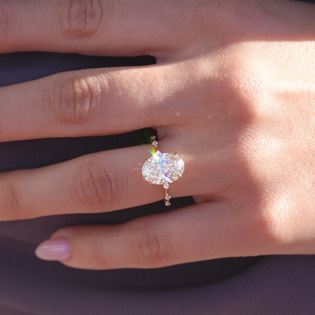 The Hidden Halo Morgan Oval Lab Diamond Moissanite Engagement Ring