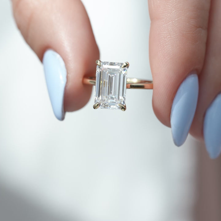 The Lacole Emerald Lab Diamond Moissanite Engagement Ring *Shown with 3.5 ct #material_gold