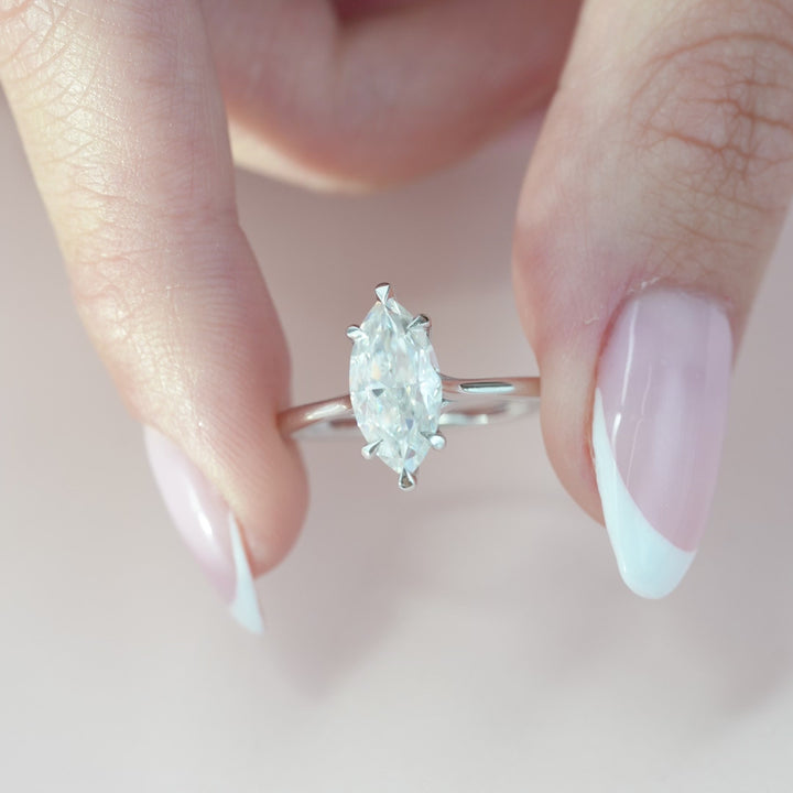 The Lacole Marquise Lab Diamond Moissanite Engagement Ring *Shown with 2 ct #material_white