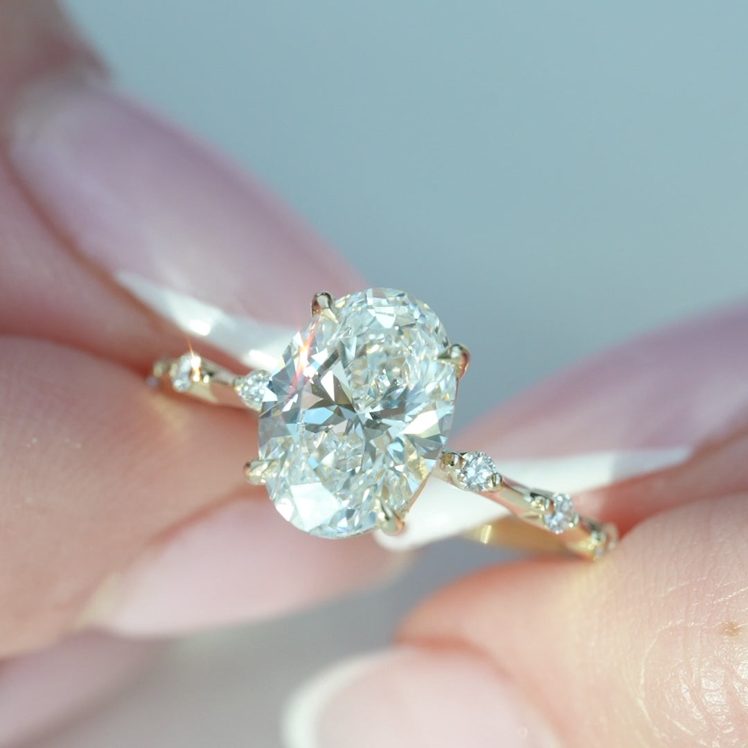 The Morgan Oval Lab Diamond Moissanite Engagement Ring