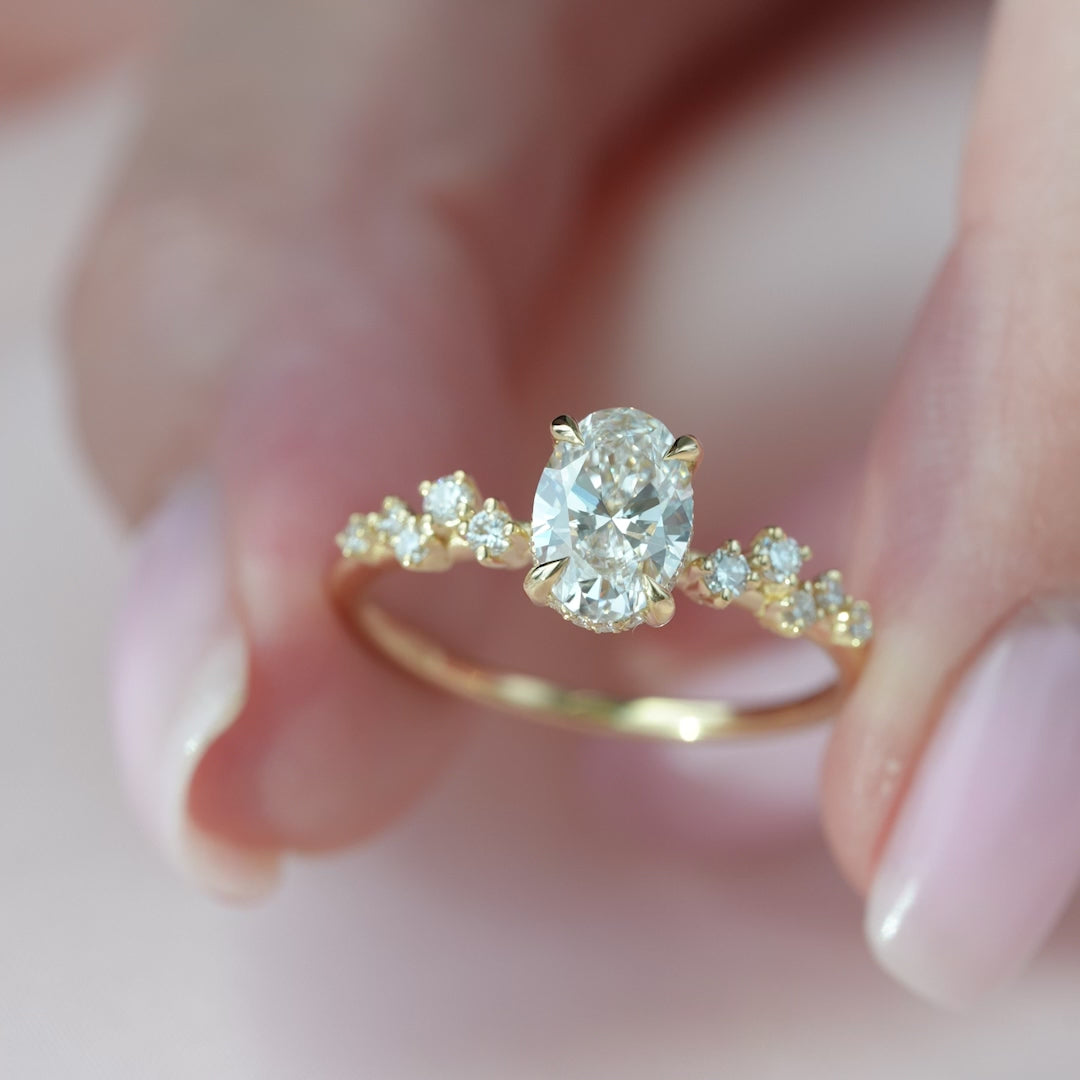 The Mona Oval Lab Diamond Moissanite Engagement Ring