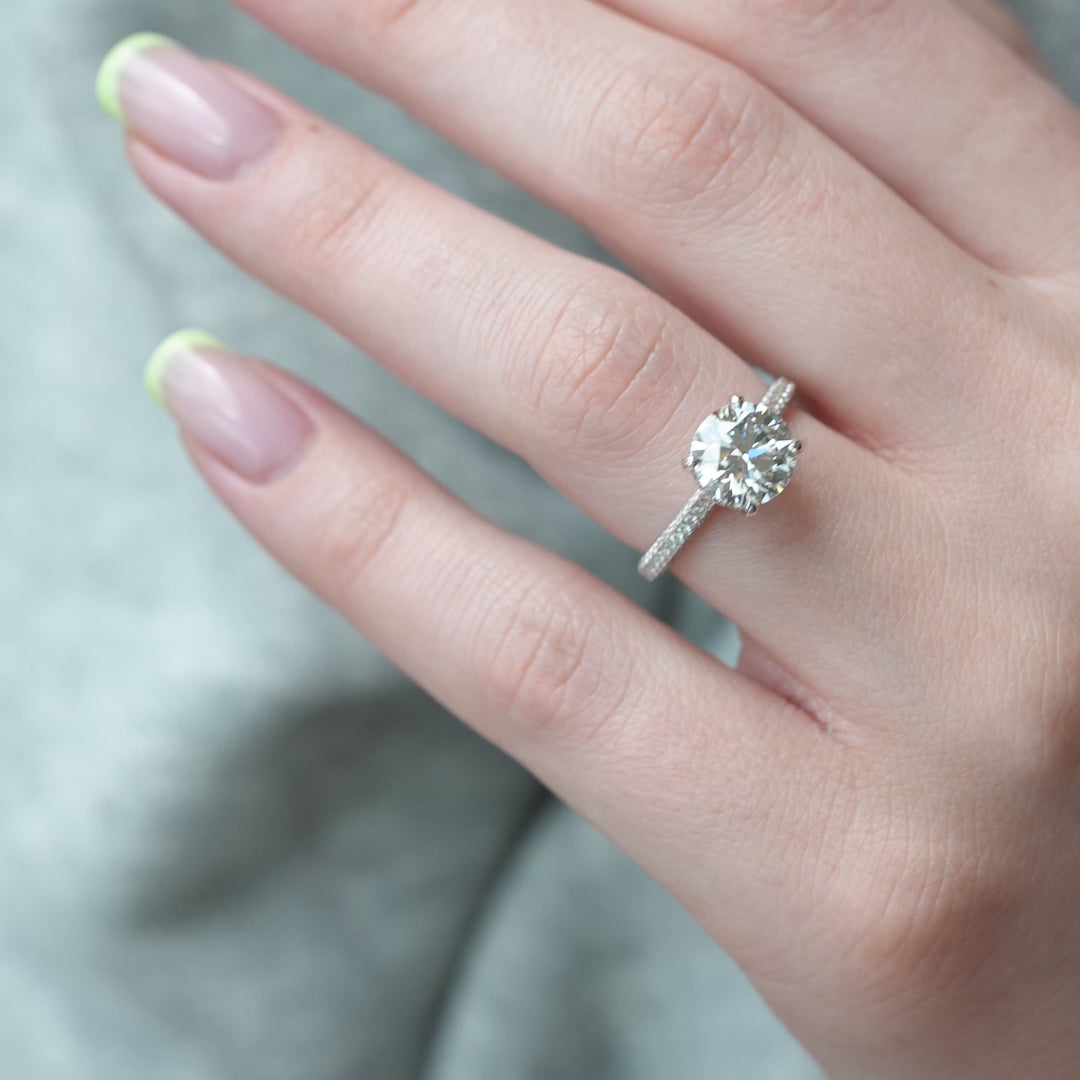 The Rosie Round Lab Diamond Moissanite Engagement Ring