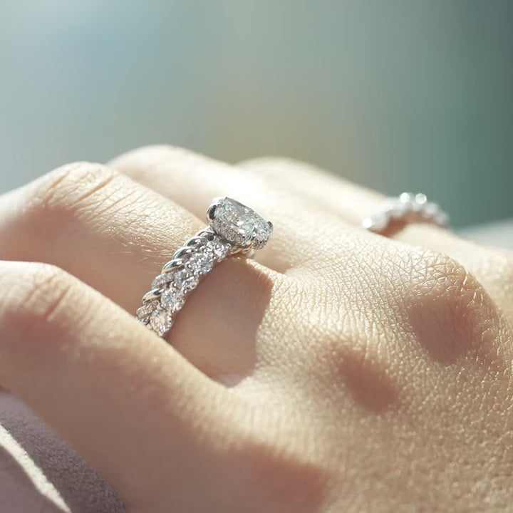 The Amora Oval Lab Diamond Moissanite Engagement Ring *Shown with 1 ct #material_white