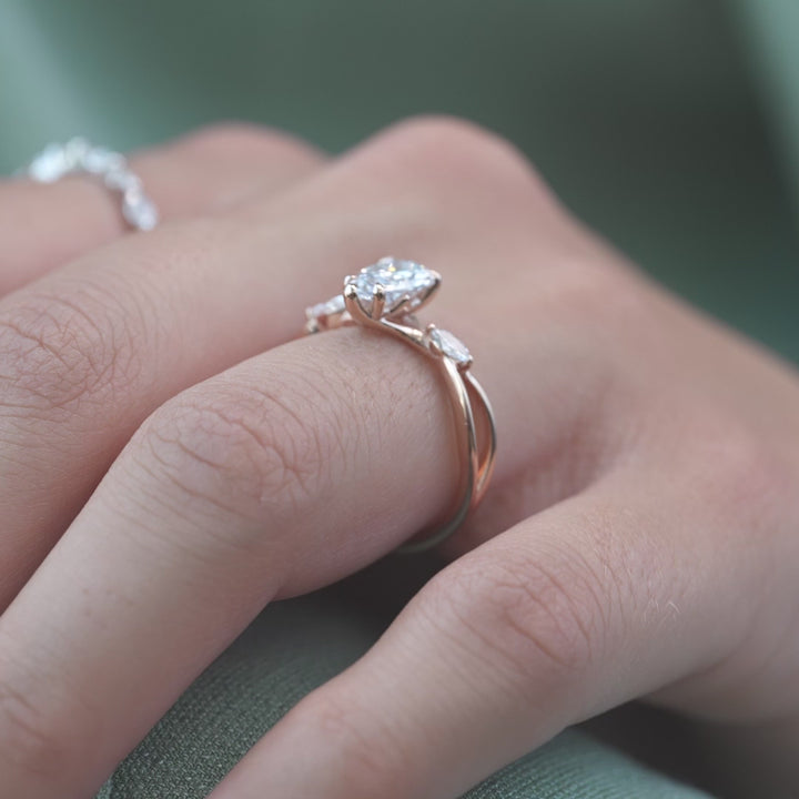 The Kimberly Pear Lab Diamond Moissanite Engagement Ring *Shown with 1 ct #material_rose
