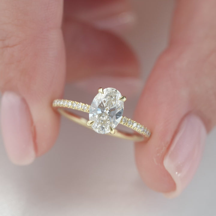 The Pave Liberty Oval Lab Diamond Moissanite Engagement Ring *Shown with 1.5 ct #material_gold