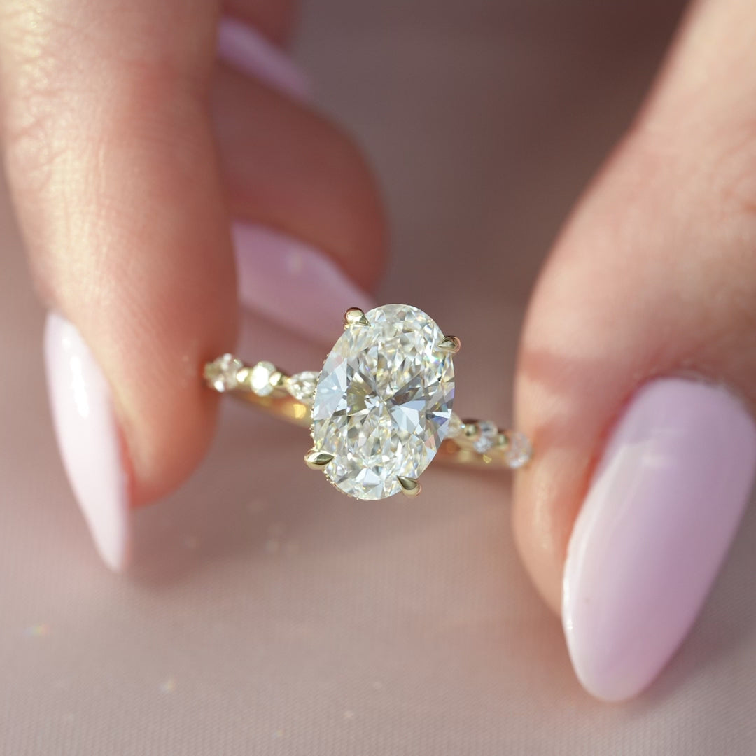 The Lyra Oval Lab Diamond Moissanite Engagement Ring