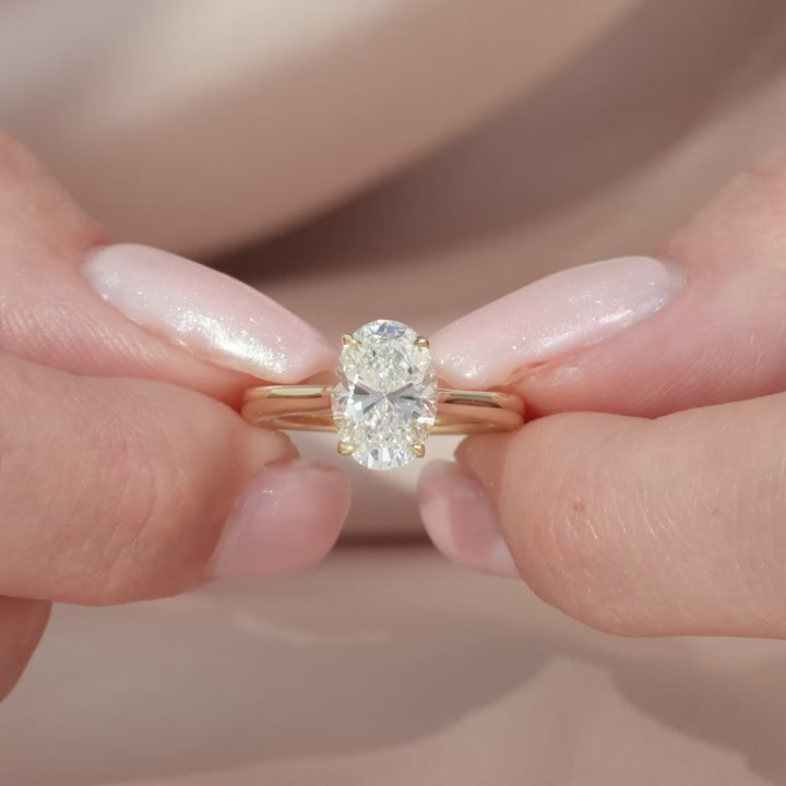 The Natasha Oval Lab Diamond Moissanite Engagement Ring *Shown with 2 ct #material_gold
