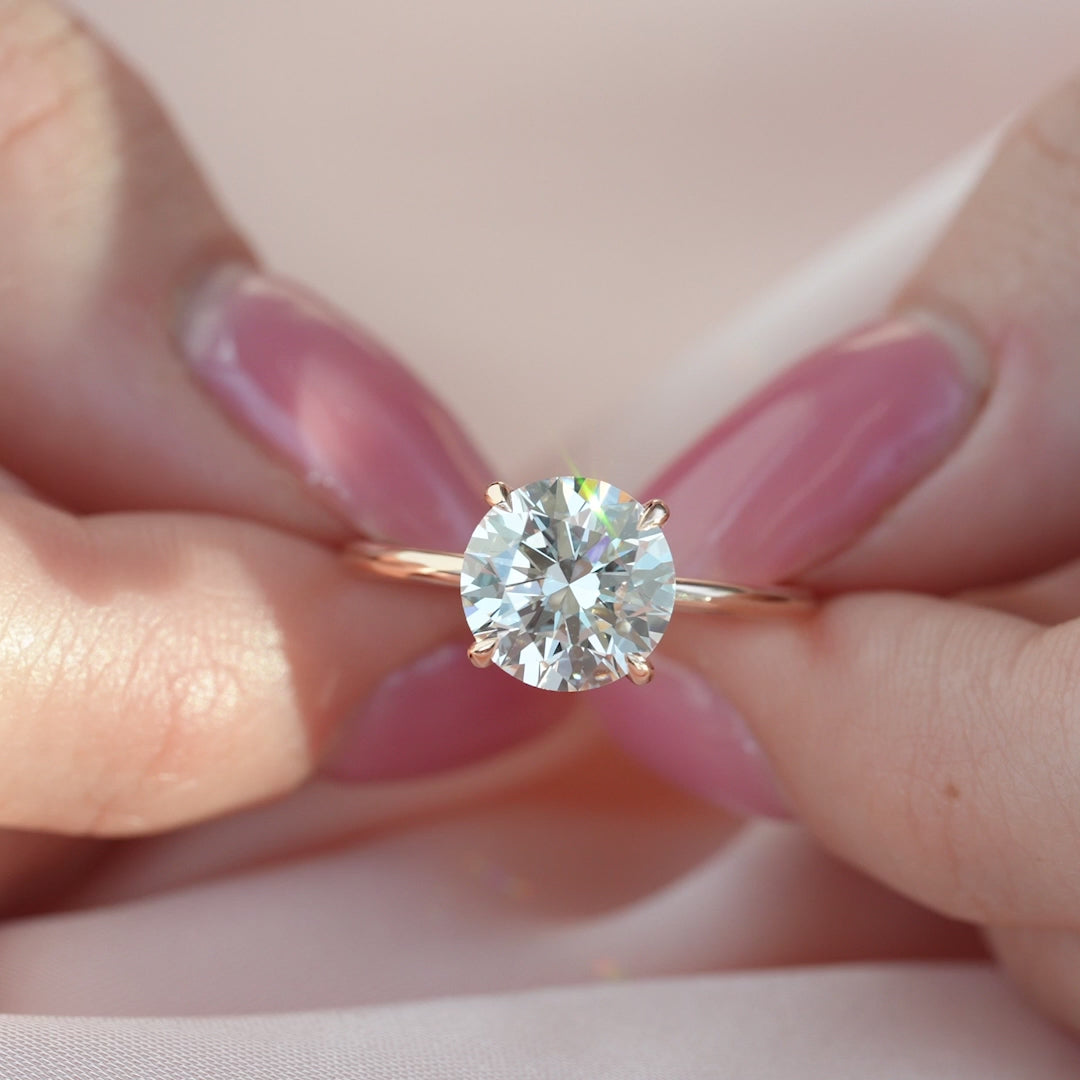 The Cecelia Round Lab Diamond Moissanite Engagement Ring