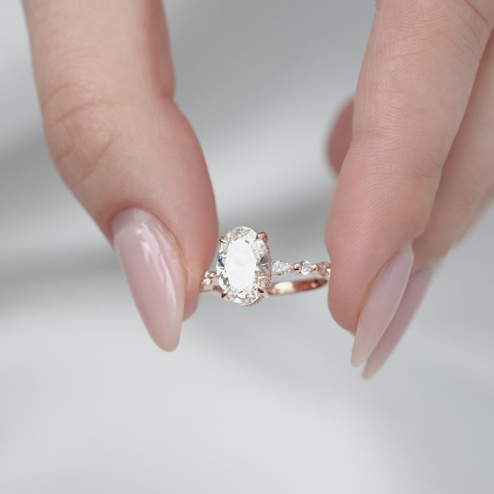 The Lyra Oval Lab Diamond Moissanite Engagement Ring *Shown with 2 ct #material_rose