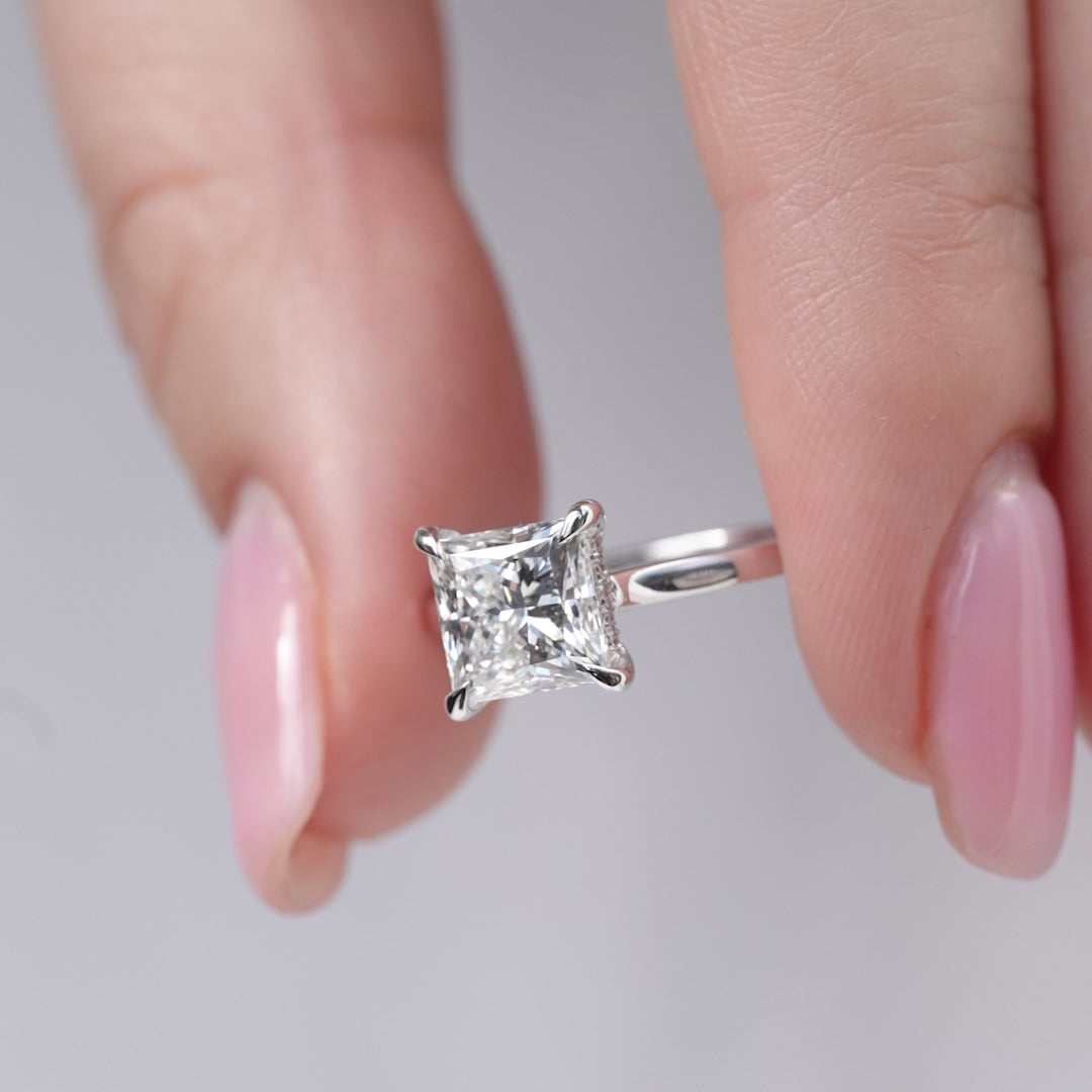 The Natasha Princess Lab Diamond Moissanite Engagement Ring