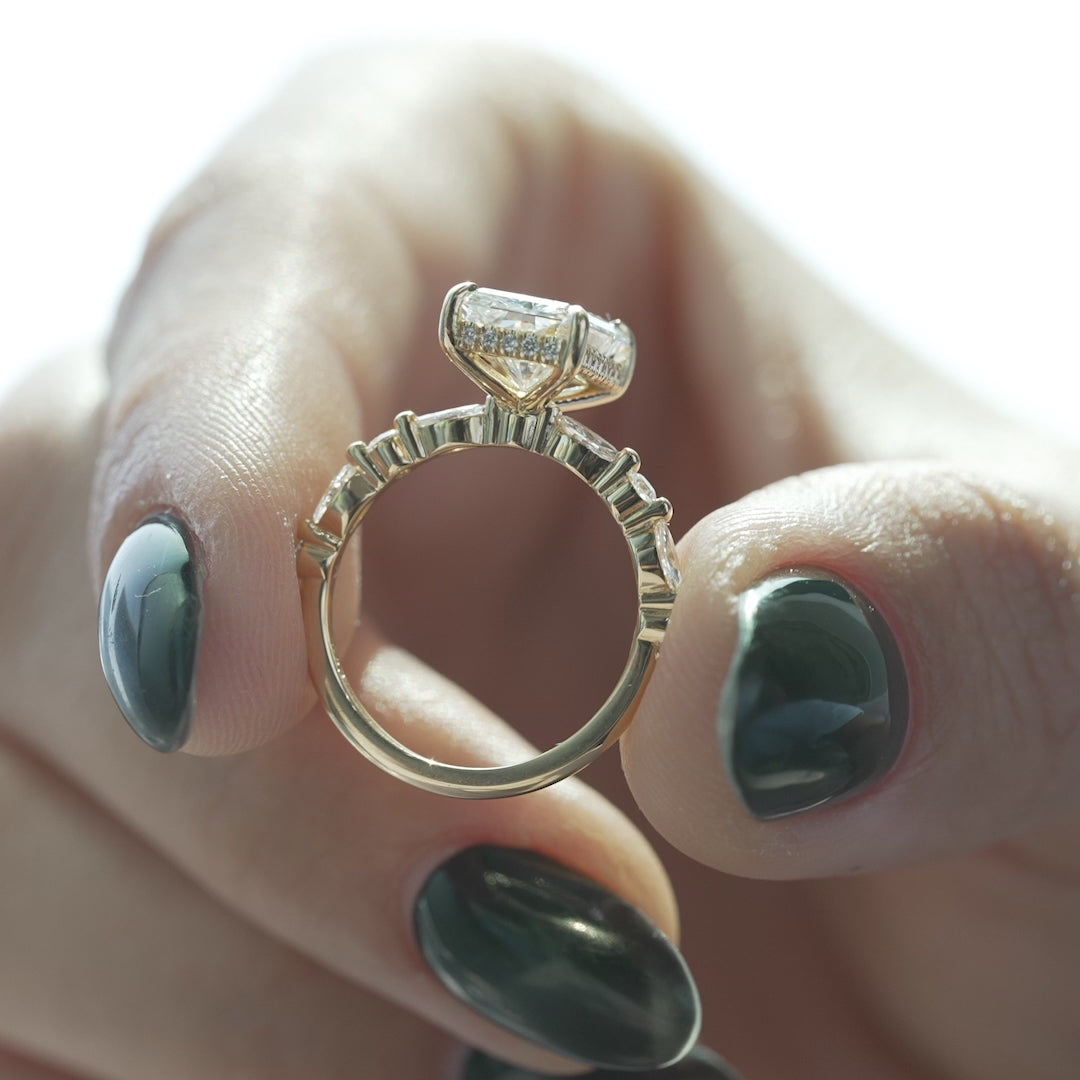The Lyra Radiant Lab Diamond Moissanite Engagement Ring