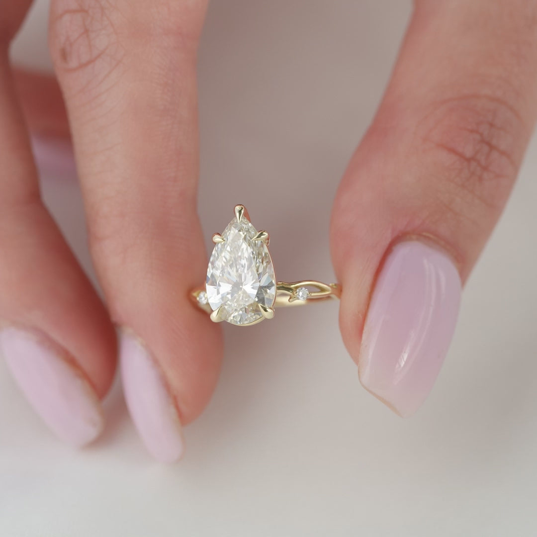 The Coco Pear Lab Diamond Moissanite Engagement Ring