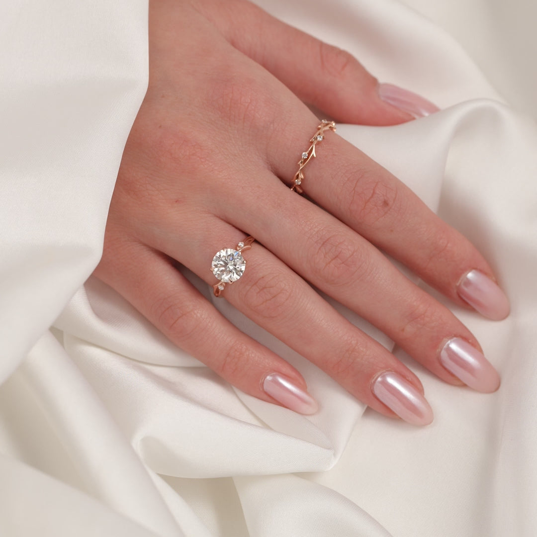 The Coco Round Lab Diamond Moissanite Engagement Ring