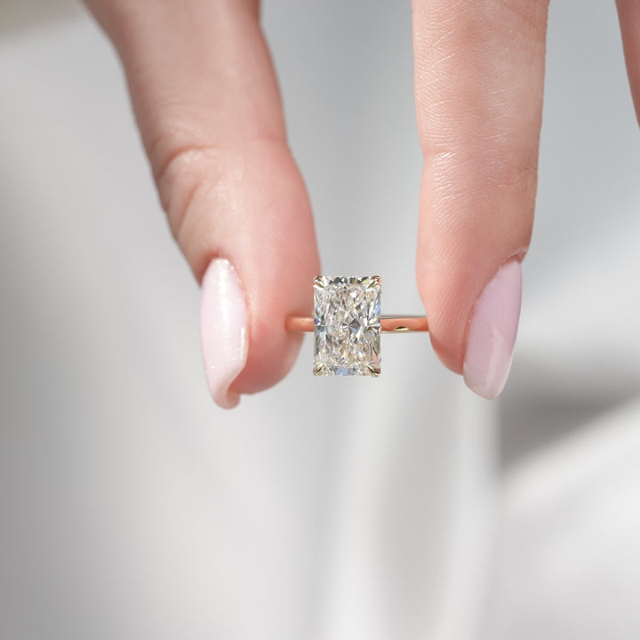The Natasha Radiant Lab Diamond Moissanite Engagement Ring *Shown with 4 ct #material_gold
