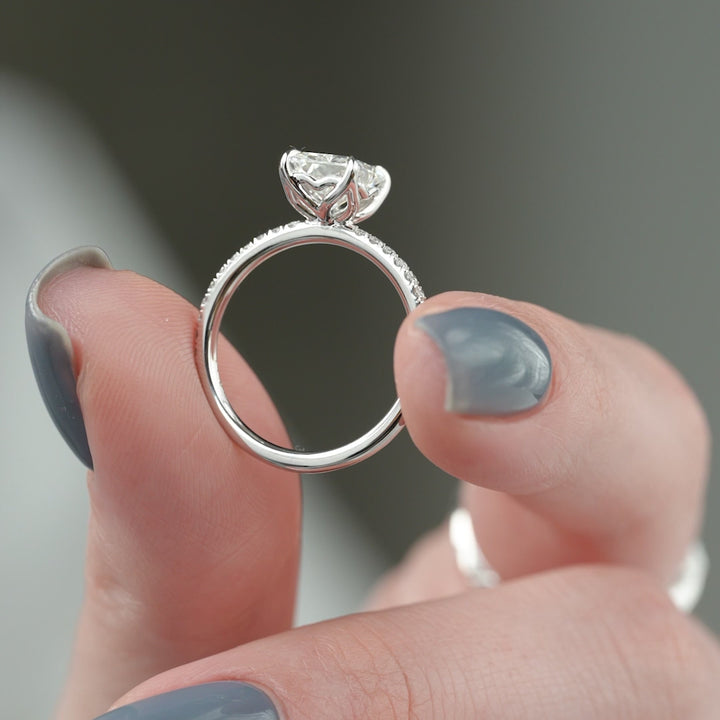 The Pave Abby Radiant Lab Diamond Moissanite Engagement Ring *Shown with 2 ct #material_white