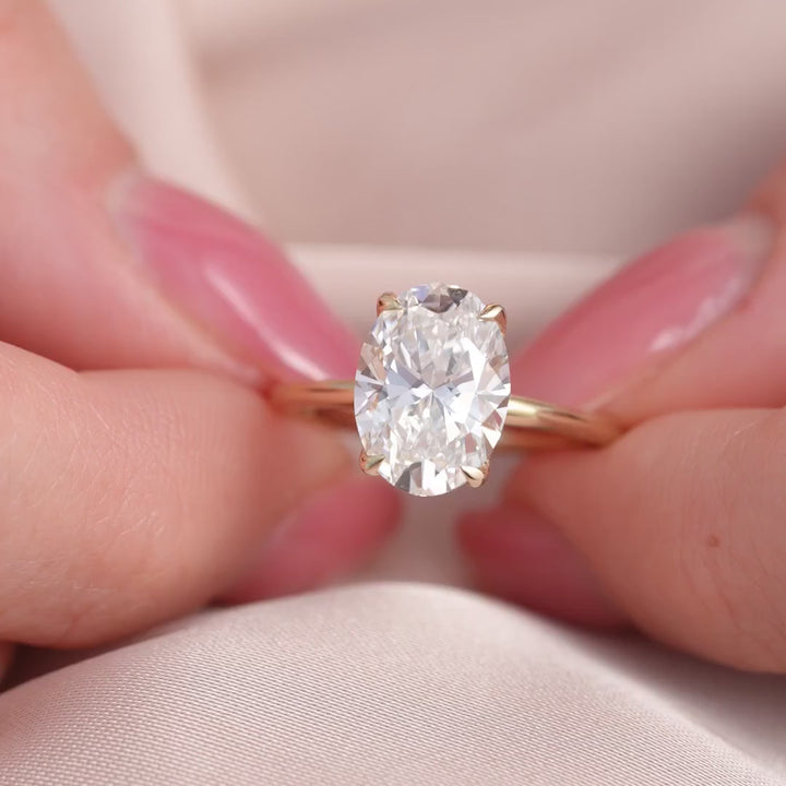 The Abby Oval Lab Diamond Moissanite Engagement Ring *Shown with 3 ct #material_gold