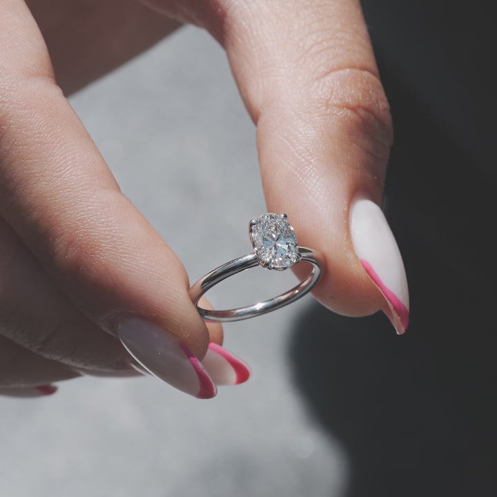 The Abby Oval Lab Diamond Moissanite Engagement Ring *Shown with 1 ct #material_white