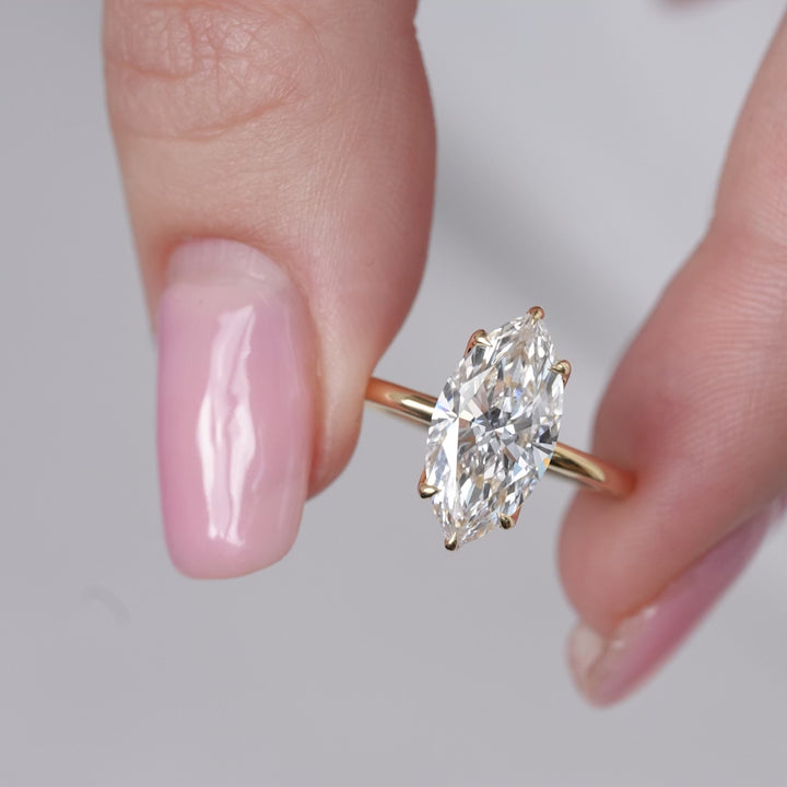 The Abby Marquise Lab Diamond Moissanite Engagement Ring *Shown with 2.5 ct #material_gold