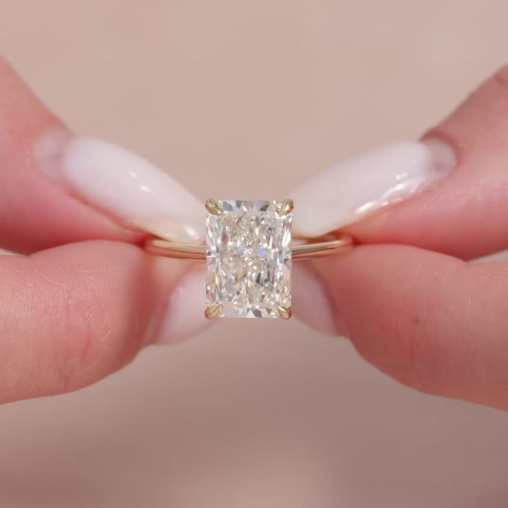 The Lacole Radiant Lab Diamond Moissanite Engagement Ring *Shown with 5 ct #material_gold