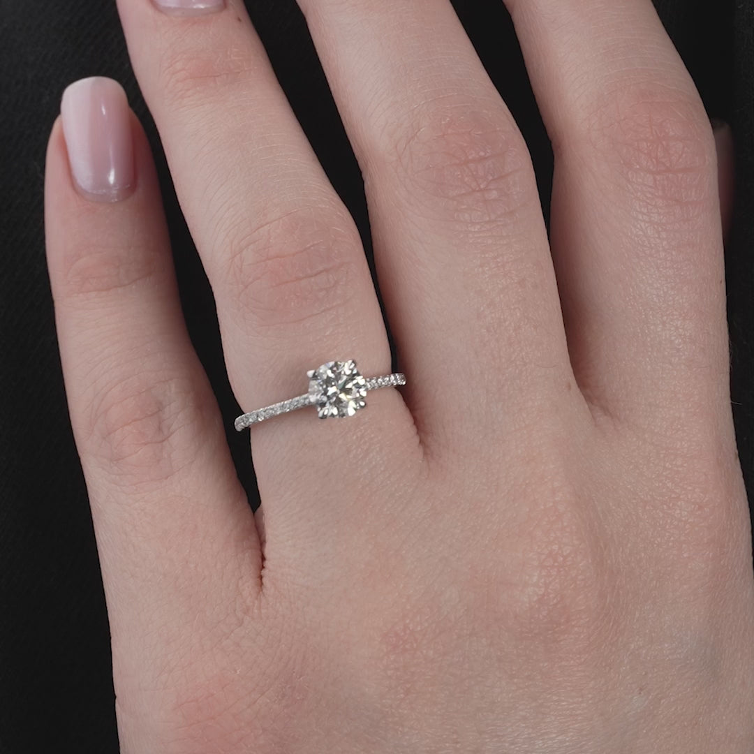 The Pave Clara Round Lab Diamond Moissanite Engagement Ring