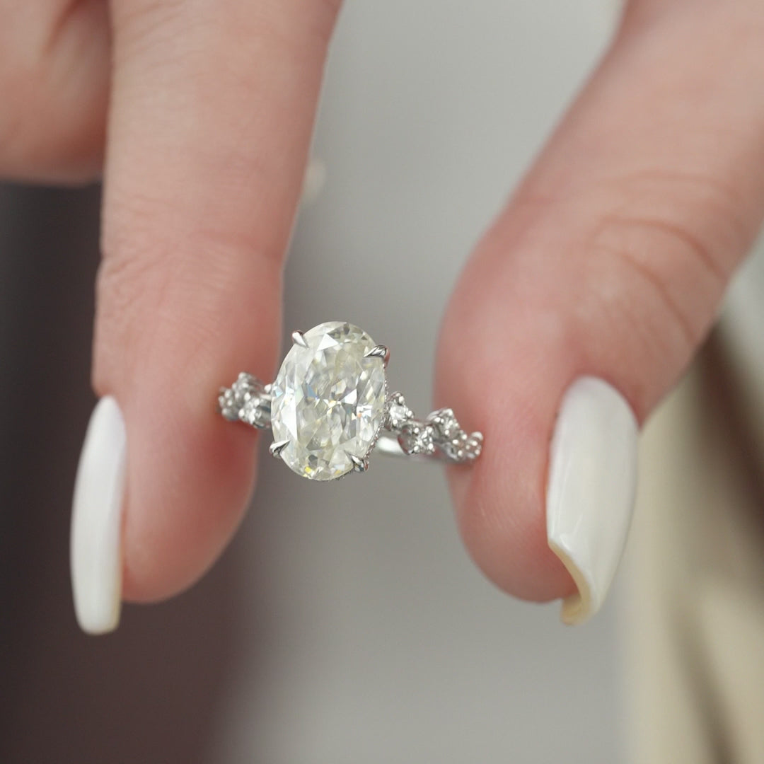 The Mona Oval Lab Diamond Moissanite Engagement Ring