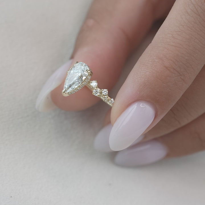 The Mona Pear Lab Diamond Moissanite Engagement Ring *Shown with 1 ct #material_gold