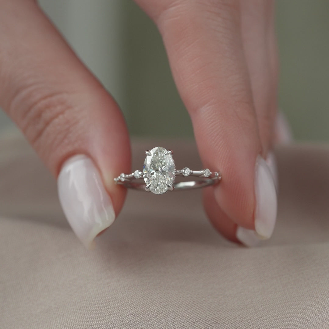 The Hidden Halo Morgan Oval Lab Diamond Moissanite Engagement Ring