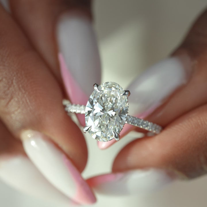The Pave Liberty Oval Lab Diamond Moissanite Engagement Ring