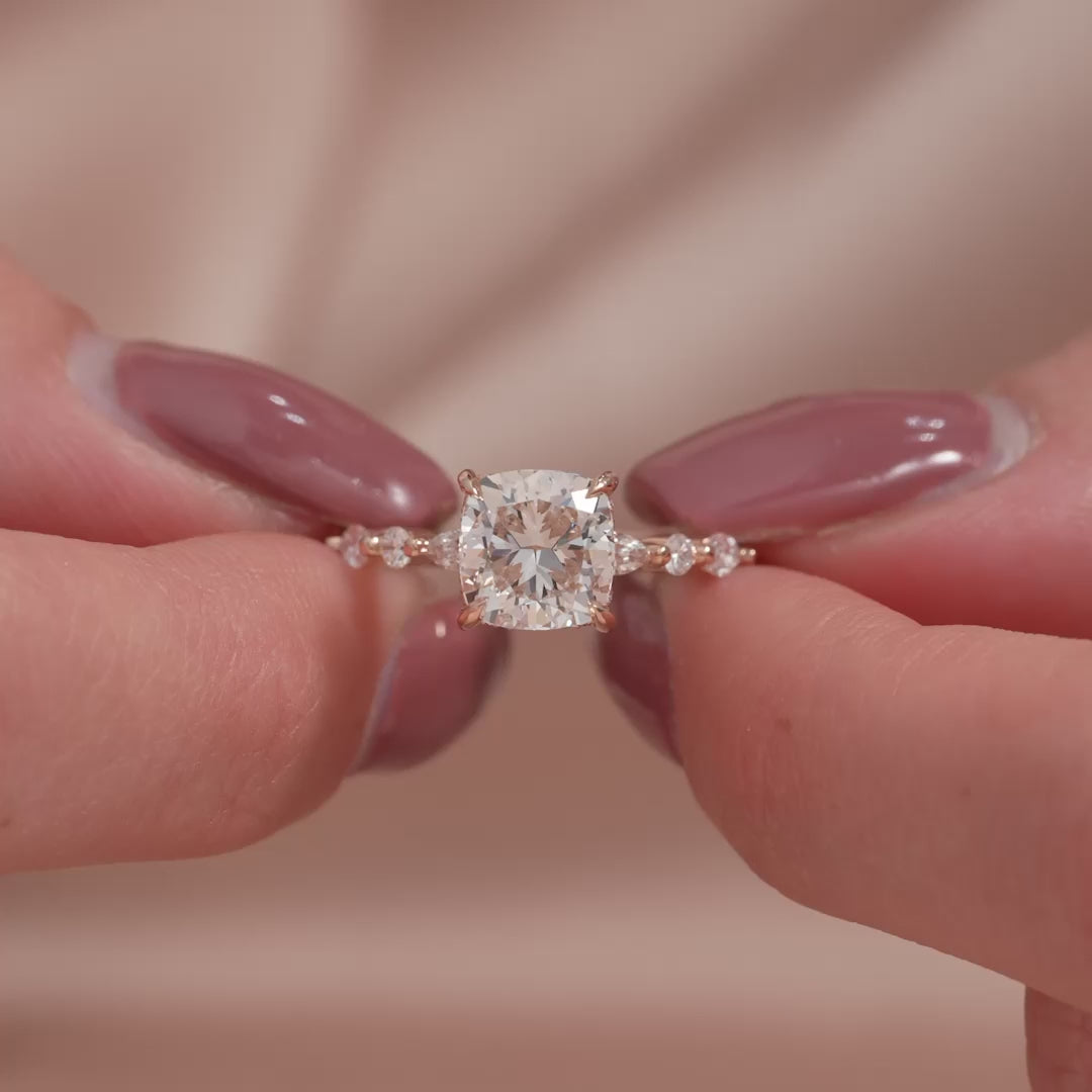 The Lyra Cushion Lab Diamond Moissanite Engagement Ring