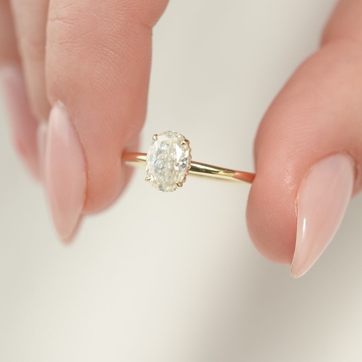 The April Oval Lab Diamond Moissanite Engagement Ring *Shown with 1 ct #material_gold
