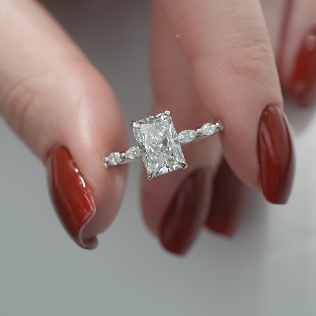 The Linda Radiant Lab Diamond Moissanite Engagement Ring