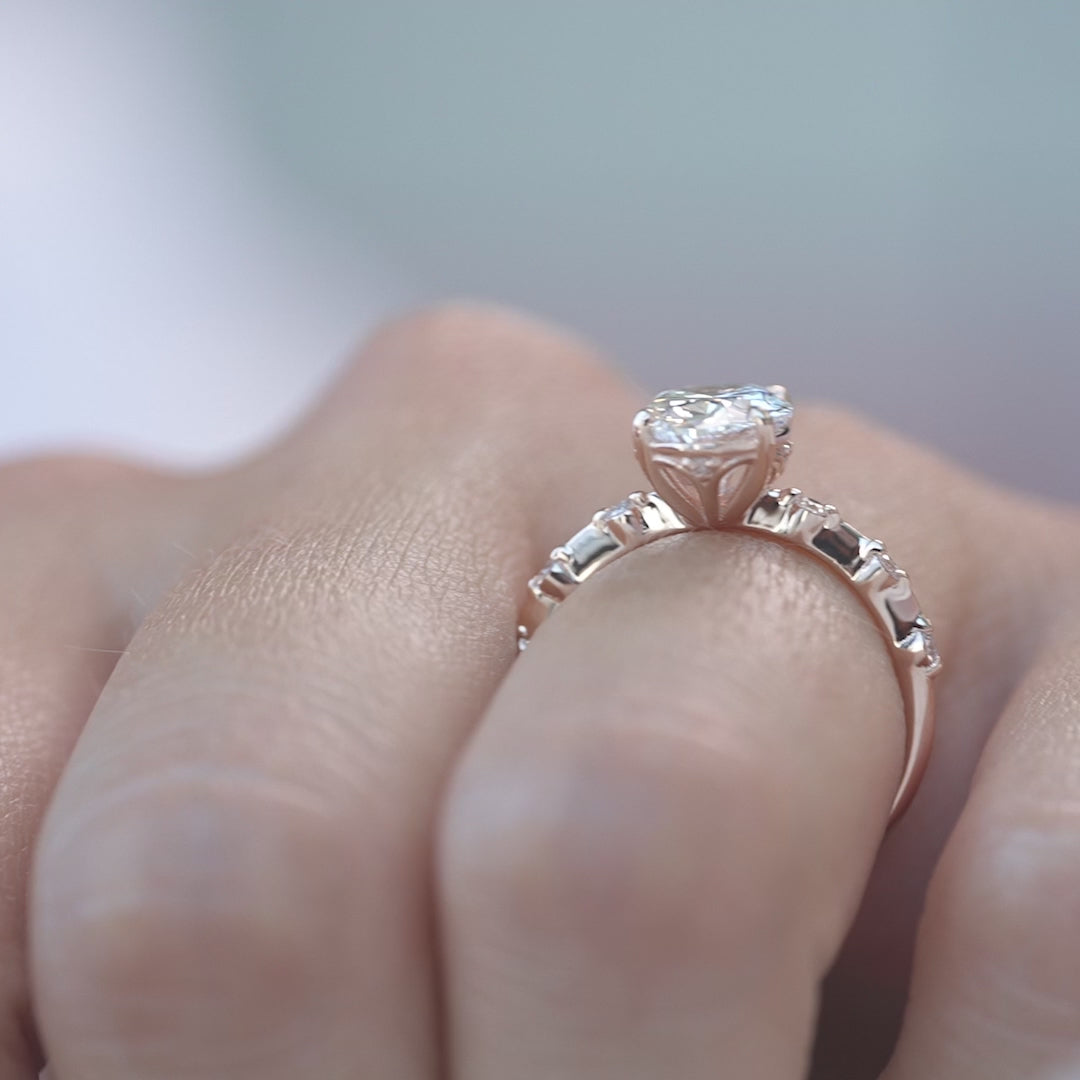 The Morgan Oval Lab Diamond Moissanite Engagement Ring