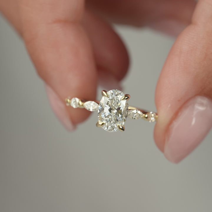 The Linda Oval Lab Diamond Moissanite Engagement Ring *Shown with 1.5 ct #material_gold