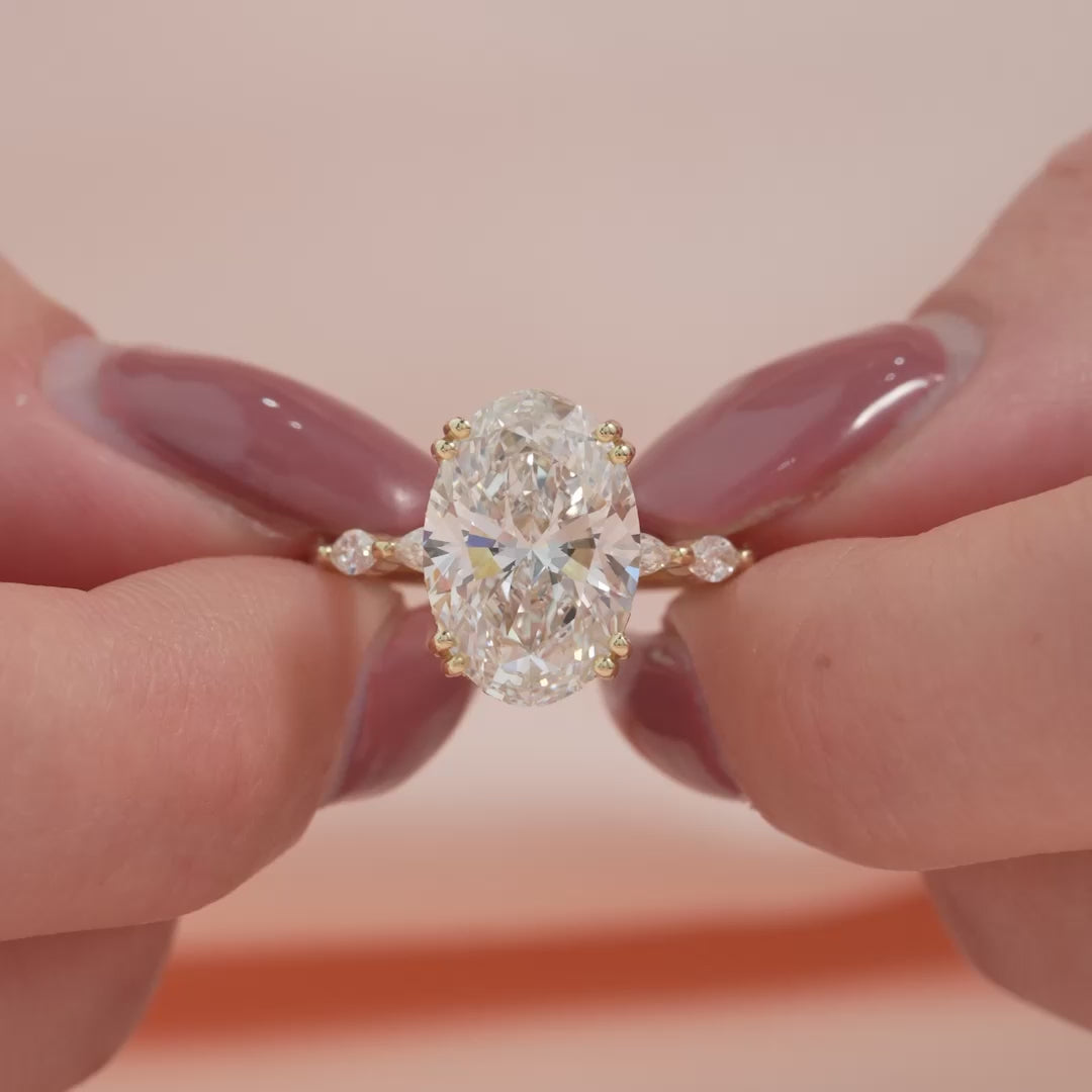 The Linda Oval Lab Diamond Moissanite Engagement Ring