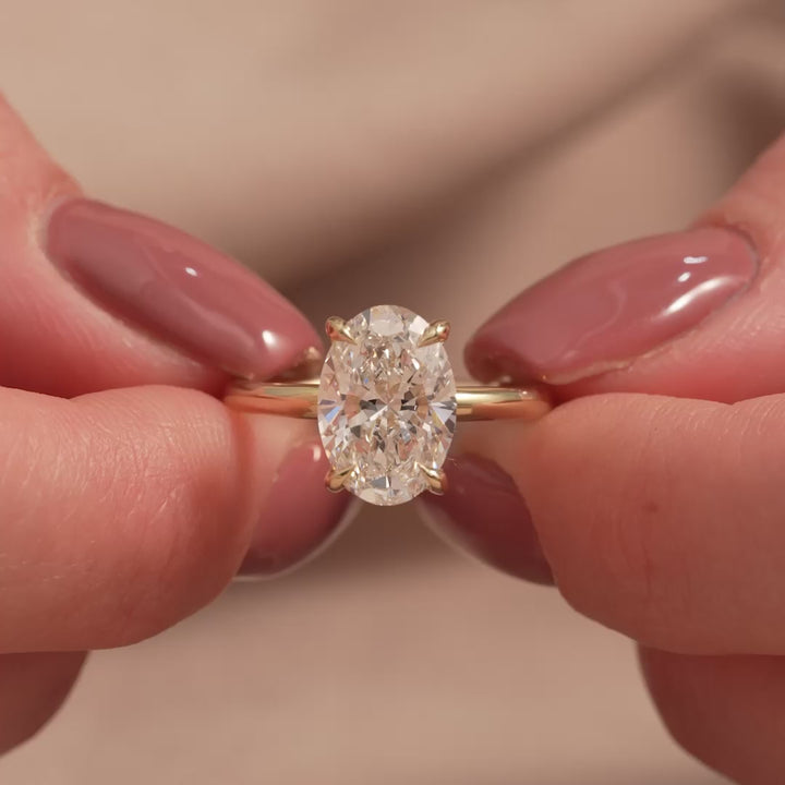 The Liberty Oval Lab Diamond Moissanite Engagement Ring *Shown with 3 ct #material_gold