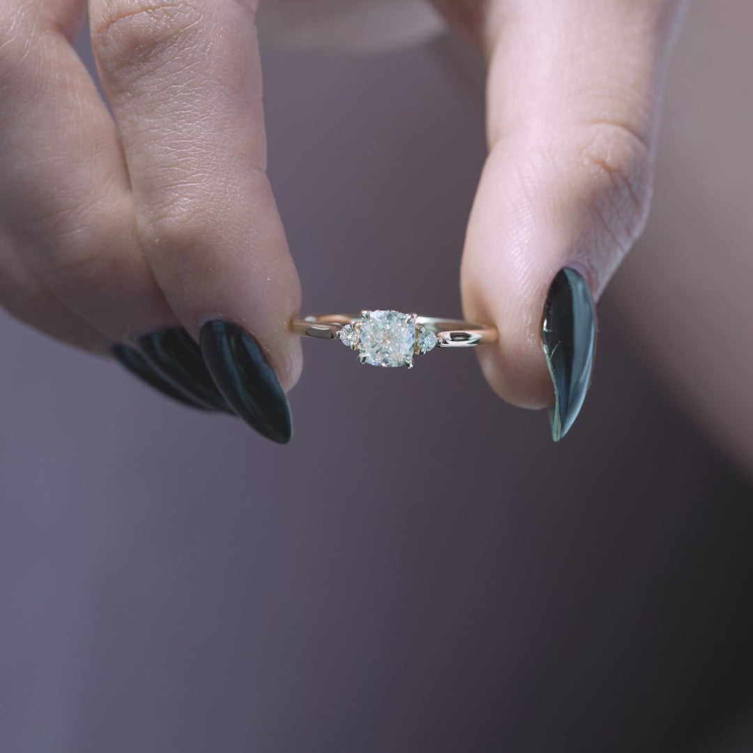 The Lucy Cushion Lab Diamond Moissanite Engagement Ring