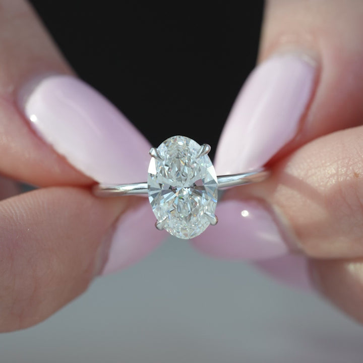The Cecelia Oval Lab Diamond Moissanite Engagement Ring *Shown with 2.5 ct #material_white