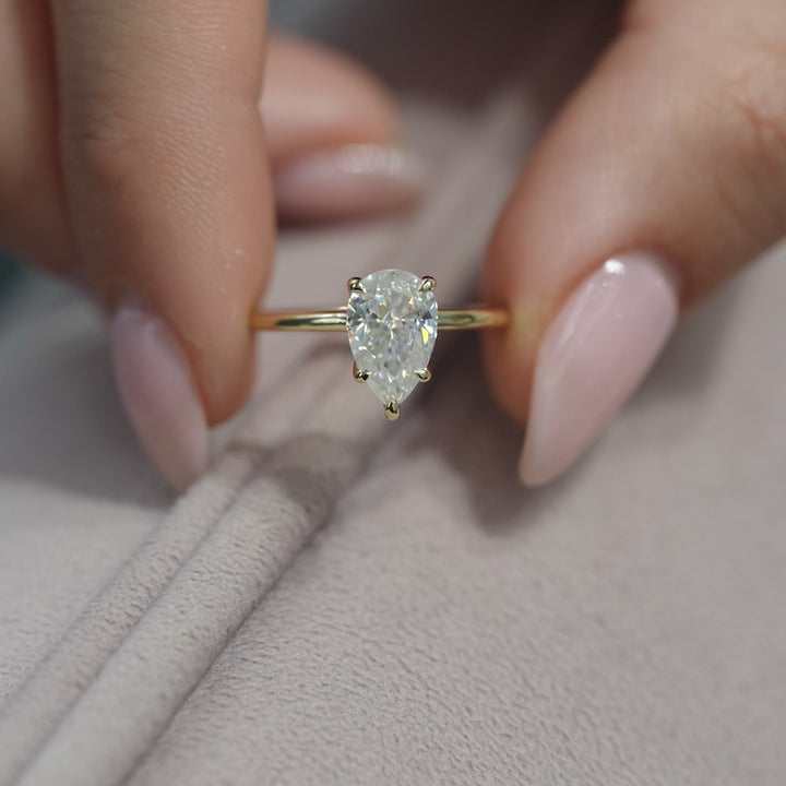 The Cecelia Pear Lab Diamond Moissanite Engagement Ring *Shown with 1.5 ct #material_gold